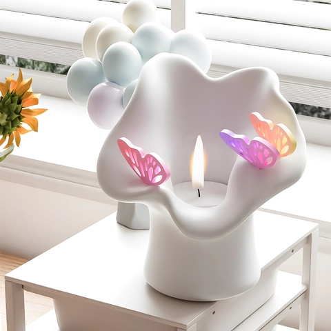 Irregular Wavy Edge Candle Holder Silicone Mold Butterfly Design DIY Aromatherapy Candle Cup Storage Tray Handmade Decor