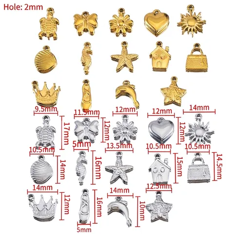 Ciondoli In Acciaio Inossidabile Serie Oceano Cavalluccio Marino Conchiglia Delfino Stella Marina Cuore Corona Accessori Gioielli DIY