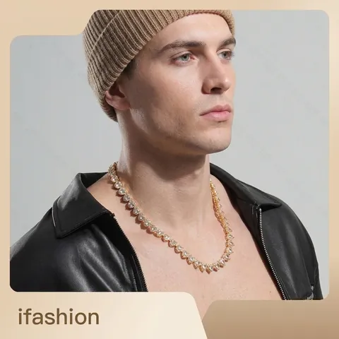 Iced Out Heart Cuban Link Chain Necklace Bracelet Alloy 5A Zircon Rhinestone Hip Hop Miami Style Jewelry For Men Women