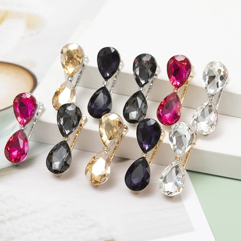Elegante Fermaglio Per Capelli Di Lusso Con Strass A Goccia D'acqua Forcina Brillante Per Donne Ragazze Accessori