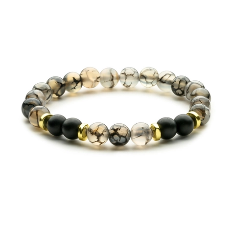 Natural Stone Beaded Bracelet Tiger Eye Turquoise Agate Amazonite Malachite Lava Rock Alloy Spacer Elastic Jewelry