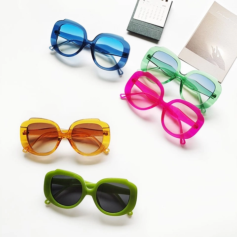 Gafas De Sol Para Mujer Con Marco Grande Irregular Moda UV400 PC Lentes HD Retro De Gran Tamaño Color Caramelo Vanguardista