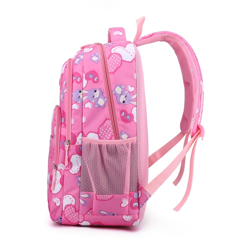 Sac À Dos École Filles Enfants Tissu Oxford Respirant Ergonomique Protection Colonne Lapin Cœur Imprimé Étudiants