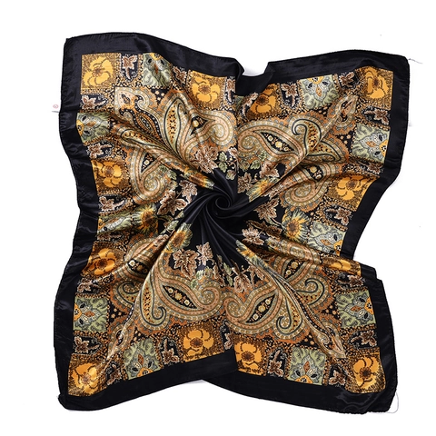 Dames Retro Paisley Print Satijn Vierkante Sjaal Grote Bandana Zijdeachtige Hoofddoek Haaraccessoire Voor Dagelijks Strand Boheemse Stijl