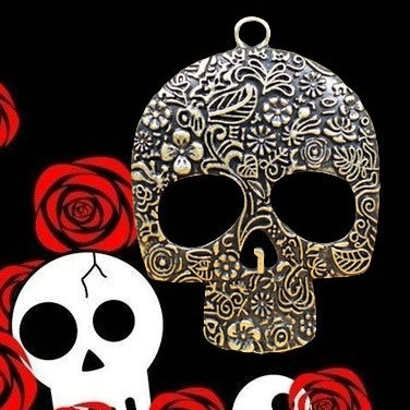 Pendente Teschio Gotico Lega Di Zinco Motivo Rosa Intagliata Vintage Hip Hop DIY Collana Accessori Per Gioielli