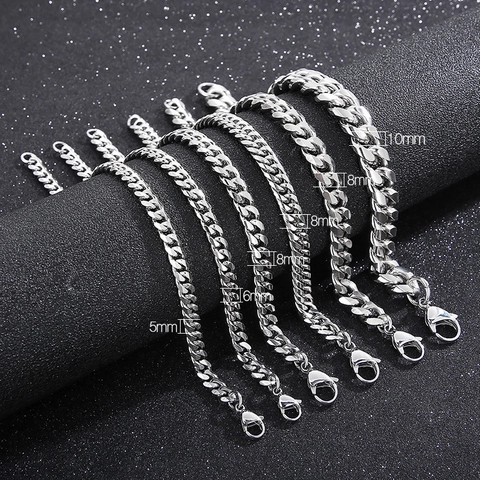 Cubaanse Schakelarmband Roestvrij Staal Gourmetketting Met Kreeftsluiting Coole Hip Hop Sieraden Voor Mannen Vrouwen
