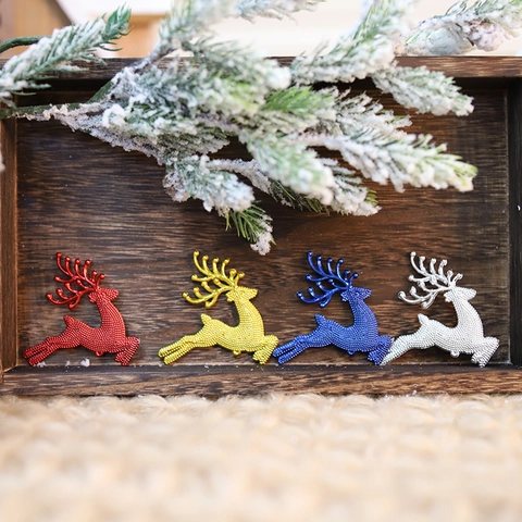 Christmas Reindeer Hanging Decorations Sparkling Glitter Elk Pendants For Xmas Tree Party Home Festive Decor