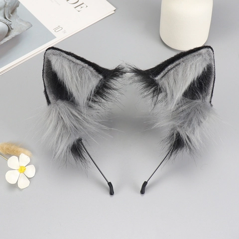 Cerchietto Orecchie Animali Pelliccia Sintetica Peluche Gatto Cosplay Festa Halloween Accessori Donne Ragazze
