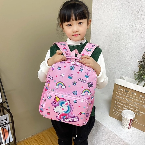 Cute Unicorn Kids Backpack Rainbow Cartoon School Bag Waterproof Nylon For Toddler Girls Kindergarten