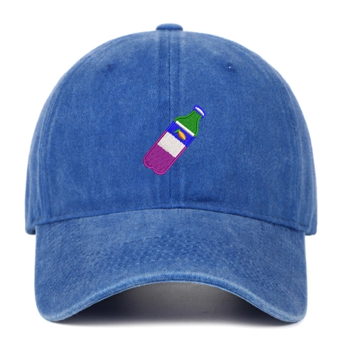 Washed Cotton Baseball Cap With Bottle Embroidery Adjustable Vintage Sunshade Outdoor Hip Hop Hat For Women And Men