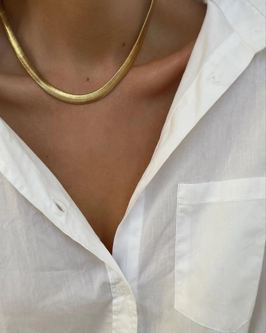 Herringbone Chain Necklace Wide Flat Snake Chain Titanium Steel Hip Hop Punk Minimalist Jewelry For Men Women Unisex