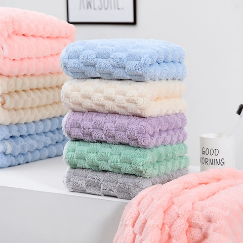 Microfiber Bath Towels And Hair Drying Cap Soft Absorbent Quick Dry Cloud Grid Waffle Weave Home Bathroom Washcloths