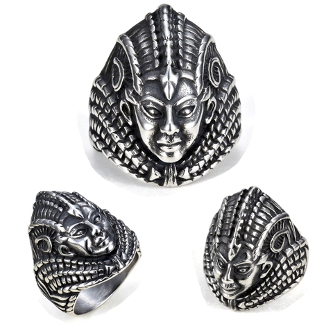 Vintage Egyptische Farao Ring Roestvrij Staal Punk Rock Gepolijste Sieraden Voor Mannen Antiek Zilveren Afwerking