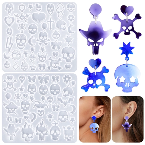 Halloween Oorbel Siliconen Vorm DIY Hars Gietvorm Schedel Hart Ster Hanger Sieraden Maken Ambacht