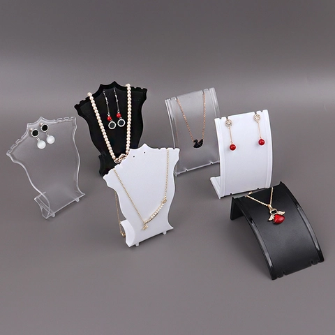 Jewelry Display Rack Necklace Stand Earring Holder Plastic Portrait Silhouette Desktop Organizer Showcase Countertop Display Props