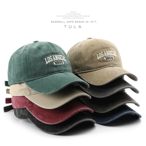 Vintage Washed Cotton Baseball Cap Distressed Letter Embroidery Sun Protection Outdoor Sport Hat For Men Women Adjustable