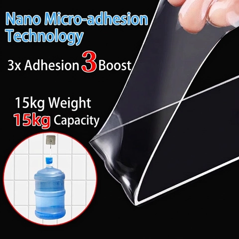 Nano Double Sided Tape Strong Adhesive Transparent Acrylic Gel Washable Reusable Removable No Residue Multipurpose Mounting Tape