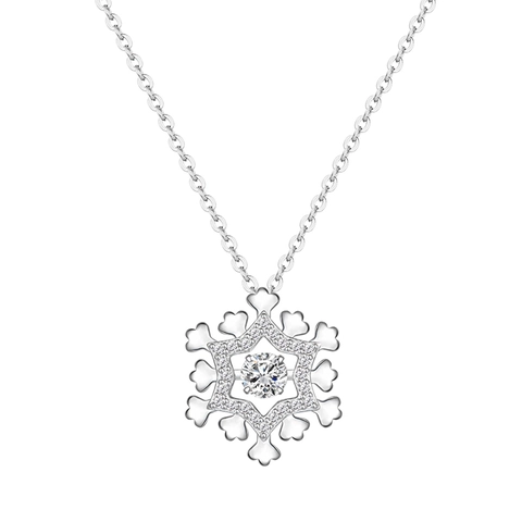 925 Sterlingsilber Schlagendes Herz Schneeflocke Anhänger Halskette Mit Zirkonia Für Damen Elegant Blau Stein Schmuck