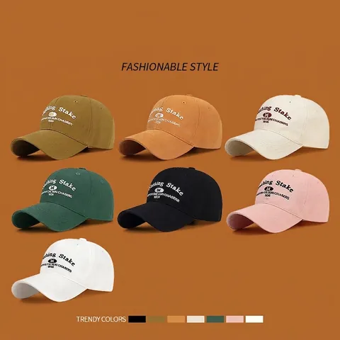 Casquette De Baseball En Coton Lettres Brodées Ajustable Bord Incurvé Sport Décontracté Rétro Chapeau Soleil Femmes Hommes