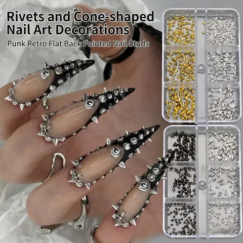 Décoration Art Ongles Alliage Métal Pointes Cônes Punk 3D Gothic Charms DIY Accessoires Manucure