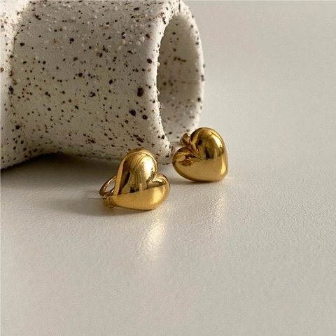 Orecchini A Cerchio A Forma Di Cuore Argento Sterling 925 Gioielli Geometrici Lucidati Minimalisti Per Donne