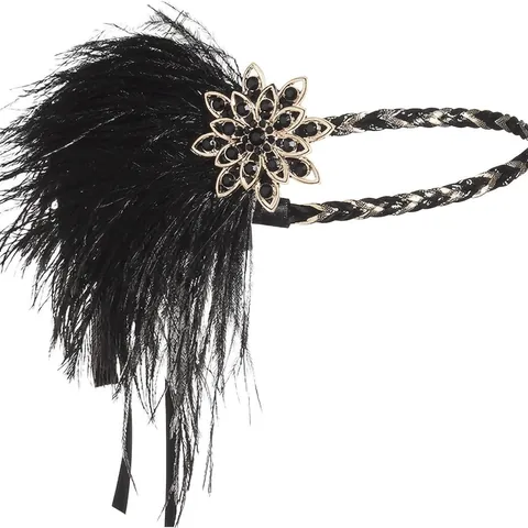 Vintage Gatsby Style Flapper Stirnband Feder Strass Kristall Perlen Elastisches Haar Accessoire Für Hochzeit Party