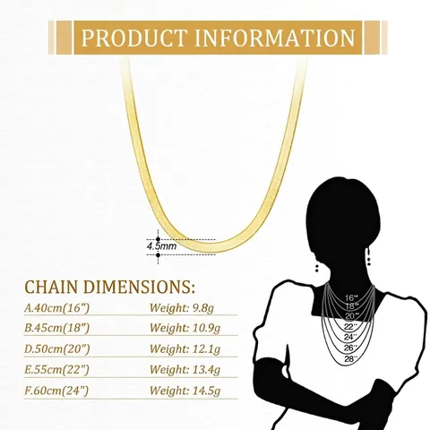 925 Sterling Silver Herringbone Necklace For Women Men 4.5mm Flat Blade Snake Bone Chain Electroplated 18K Gold Silver Jewelry
