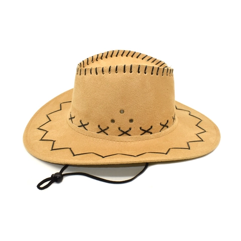 Sombrero De Vaquero Western Gamuza Ala Ancha Barbijo Ajustable Resistente Al Viento Costuras De Contraste Transpirable Exterior