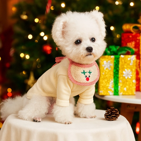 Bavoir Noël Pour Animaux Bandana Chien Renne Père Noël Bonhomme De Neige Carreaux Polyester Salive Ajustable Chats