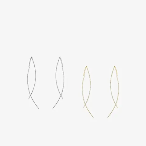 Orecchini A Filo Lineari Curvi Lunghi Minimalisti In Argento Sterling 925 Per Donna Gioielli Eleganti