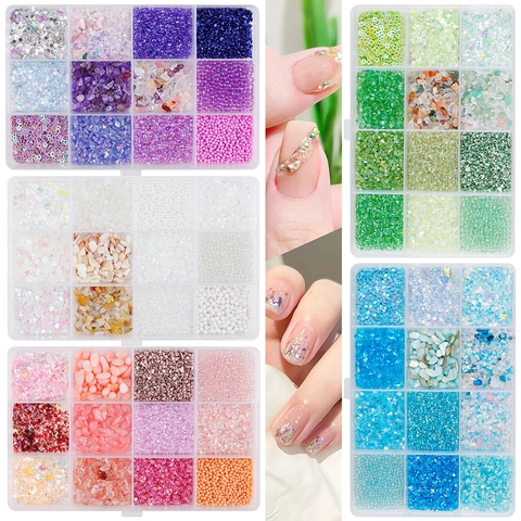 DIY Handcraft Accessory Beads ABS Resin Faux Artificial Pearls Mixed Color Sequins Crushed Stones For Jewelry Making Nail Art Decor