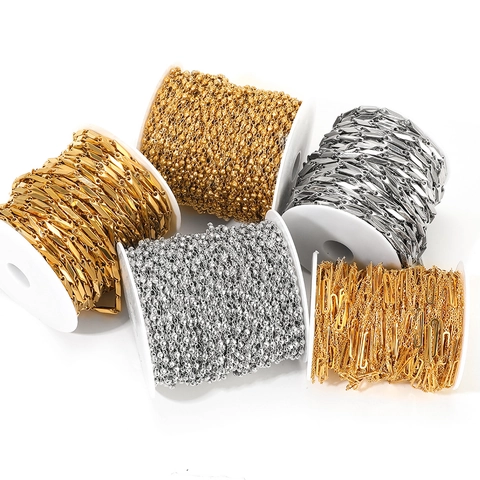 Stainless Steel Jewelry Making Chains DIY Necklace Bracelet Components Bead Cross Link Fashion Findings Craft Accessories