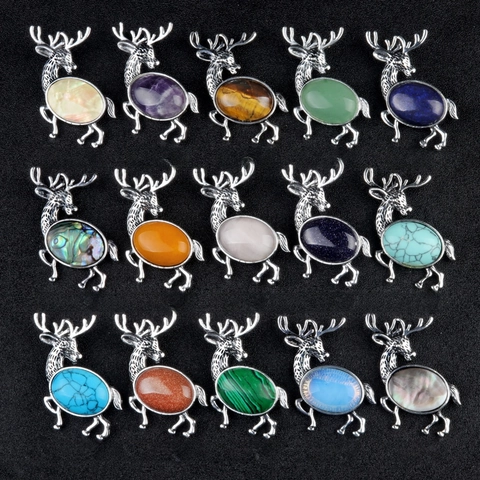 Spilla Pendente Renna Alce Vintage Lega Intarsiata Cristallo Pietra Semipreziosa Spilla Moda Gioielli Accessorio