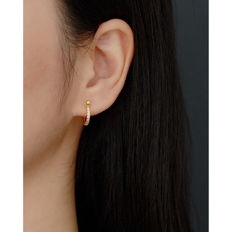 925 Sterling Silver Barbell Stud Earrings Micro Pave Zircon Cartilage Hoop Jewelry For Women Punk Cool Style