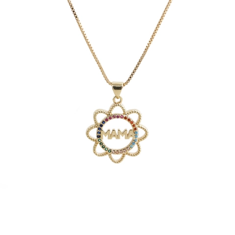 Collier Pendentif Cœur Lune Mom Mama Cuivre Zircon Strass Bijoux Pour Femmes Cadeau Fête Des Mères Anniversaire