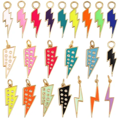 Ciondoli DIY In Smalto Colorato Fulmine Matita Fiammifero Lega Zircone Per La Creazione Di Gioielli Accessori Di Moda Novità