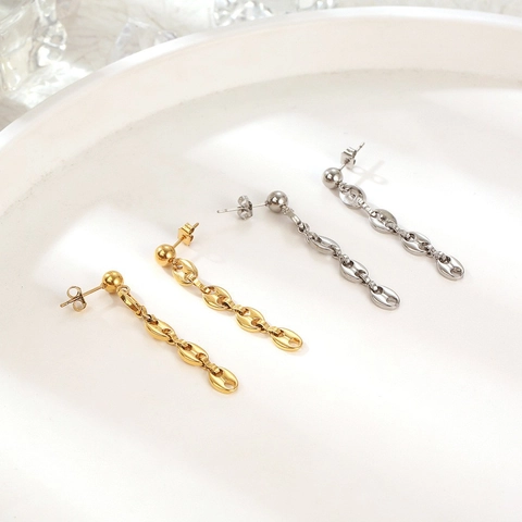 Boucles d'Oreilles Longues à Glands en Acier Inoxydable Minimalistes Pour Femmes Or Argent Plaqué Perle Artificielle Bijoux