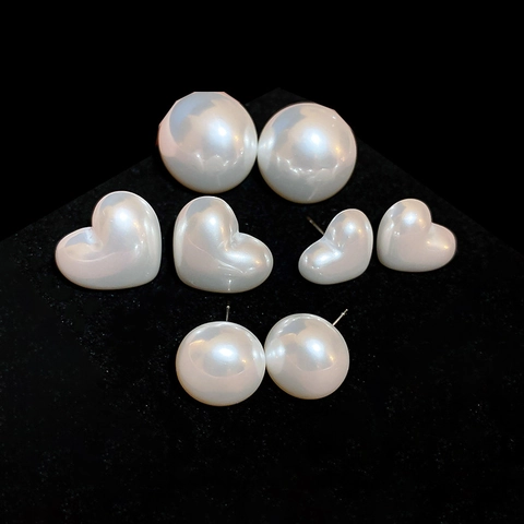 Orecchini A Lobo Con Künstliche Perle Imitazione Con Perno In Argento Sterling 925 Forma Cuore Tondo Gioielli Eleganti Da Donna