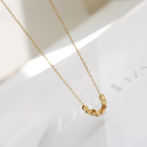 Collana Con Ciondolo A Cubo Geometrico Acciaio Al Titanio E Rame Placcato Oro Stile Francese Minimalista Gioielli Da Donna