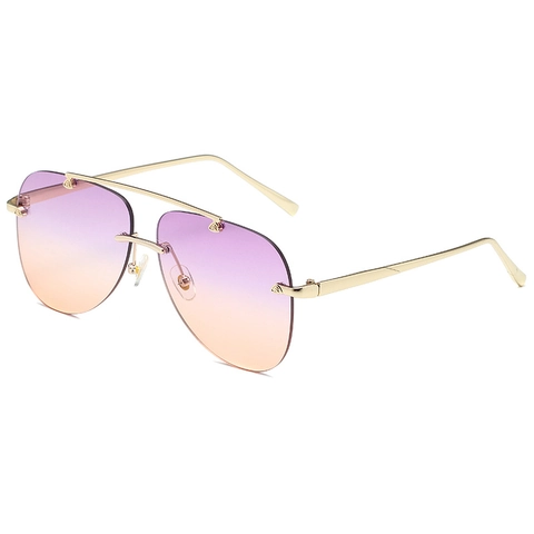 Randlose Pilotenbrille Metall Verstärkter Steg Stilvolle Verlaufsgläser UV400 Sonnenbrille Outdoor Unisex Accessoires