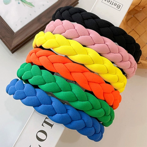 Geflochtenes Stirnband Für Damen Bonbonfarben Rutschfester Gepolsterter Haarreif Koreanischer Stil Frische Mode Haarschmuck