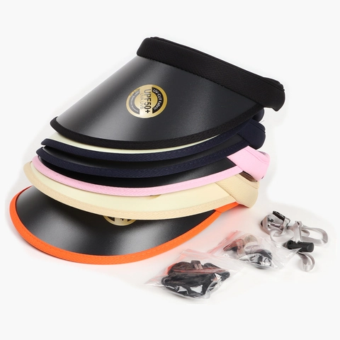 Empty Top Sun Visor Hat Women UV Protection PVC Large Brim Adjustable Straps For Outdoor Travel Beach Casual Style