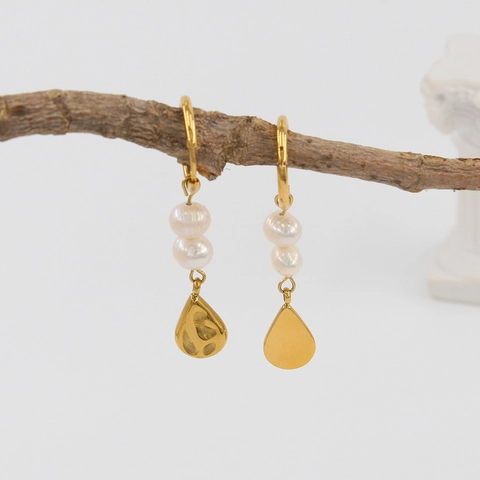 Vintage Natural Freshwater Pearl Dangle Earrings For Women Titanium Steel Gold Plated Water Drop Long Hook Earrings Gift