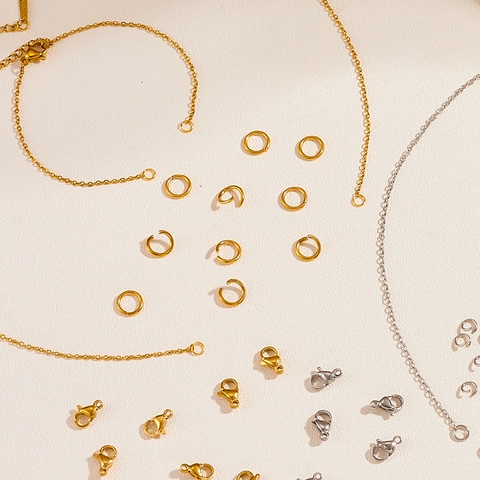 Stainless Steel Jewelry Findings Lobster Clasps Open Jump Rings Necklace Bracelet Chains 18K Gold Plated DIY Crafting