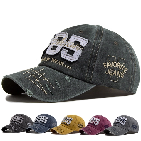 Vintage Distressed Baseball Cap Waschbaumwolle 1985 Stickerei Retro Sonnenschutz Verstellbare Snapback Hut Unisex