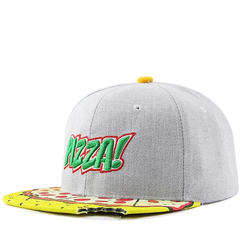 Snapback Pet Pizza Borduurwerk Polyester Platte Rand Creatief Beetontwerp Streetwear Hip Hop Baseballpet