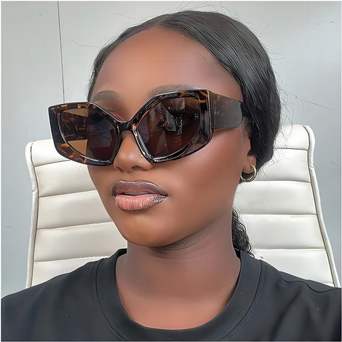 Mode Übergroße Polygonal Sonnenbrille Bunter Farbverlauf Cat Eye UV400 PC Rahmen Retro Brillen Für Damen Herren
