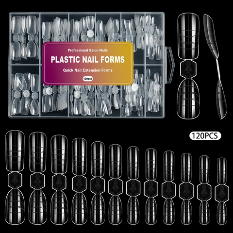 Moules Extension Ongles Plastique Doubles Avec Lignes Graduation Transparent Noir Pour Extension Rapide Art Ongles