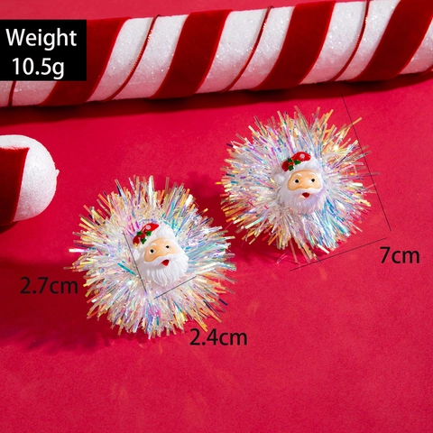 Weihnachts-Weihnachtsmann-Glocken-Lametta-Pom-Pom-Ohrringe Legierung Kunststoff Mit Eisen-Ohrringpfosten Party-Schmuck