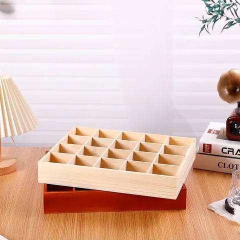 Wooden Multi Compartment Storage Box Pine Desktop Organizer Tray Grid Divider For Jewelry Stationery Cosmetics Office